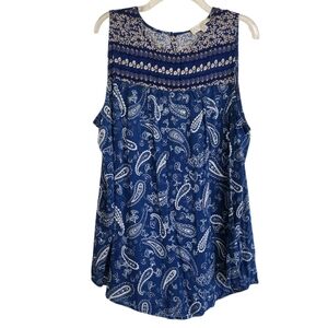 Blue Paisley Sleeveless Top Sz 1x Nwt